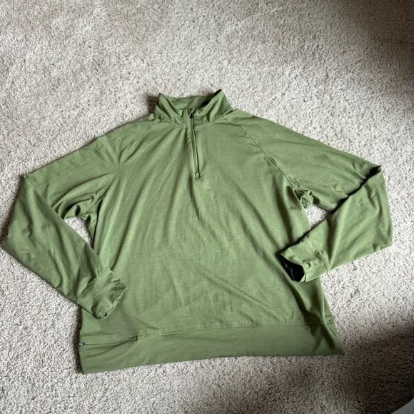 REI Light Weight Quarter Zip Top Green Womens Large - Picture 1 of 6